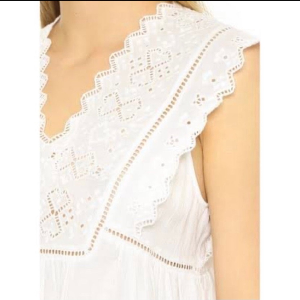 Rebecca Taylor White Embroidered Lace Ruffle 100% Cotton Romantic White Top - Picture 2 of 10